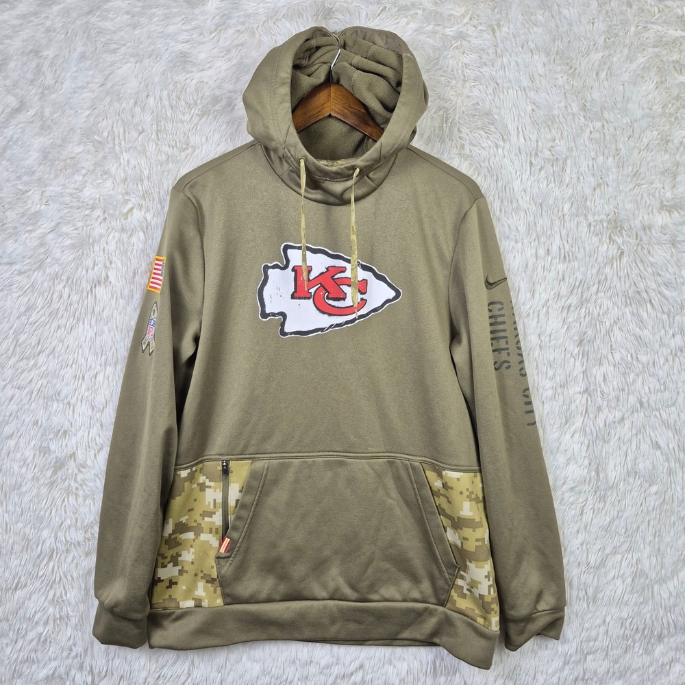 Nike NFL Salute to Service Kansas City Chiefs Hoodie Olive Green Mens Medium